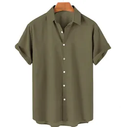 남성 캐주얼 셔츠 셔츠 하와이 비치 고급 3D 프린팅 단색 패턴 짧은 슬리브 상단 패션 스트리트 슈퍼 큰 의류 230713