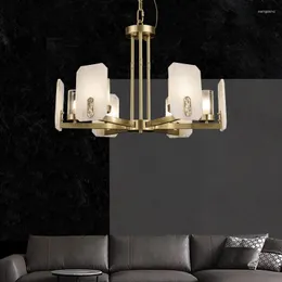 Подвесные лампы мраморная люстра медного дизайнера роскошного дизайнера Испания Импорт ресторан Yunshi Living Light в спальне
