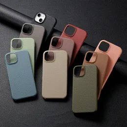 Moda Leechee Grain Capas de couro PU para Iphone 15 Plus 14 Pro Max 13 12 11 XR XS X 8 6 7 Iphone15 Litchi Hard PC Plástico Mobile Smart Phone Back Cover Skin