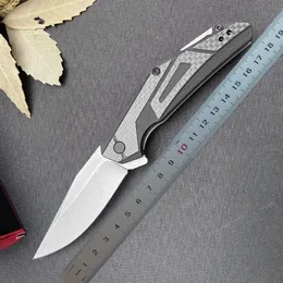 1st KS1370 Assisted Flipper Folding Knife D2 Stone Wash Drop Point Blade Kolfiberhandtag EDC Pocket Folder Knives With Retail Box