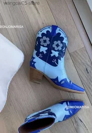 Boots Western Boots for Women Emburidery Design Fashion Cowboy Cowgirl Boots 2022 Brad Новые удобные обувь для пяткой на каблуках для девочек Vintage T230713