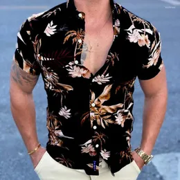 Camicie casual da uomo 2023 Camicia stampata vintage da uomo vintage Palmeiras Moda manica corta di lusso Hawaii per uomo Blusas Camisa