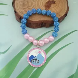 Strand mode handgjorda diy blå rosa pärlstav armband jj vänskap logotyp smycken