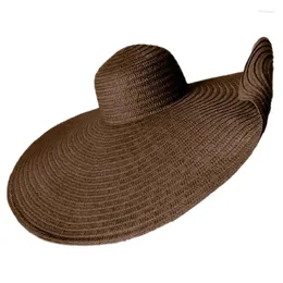 넓은 챙 모자 대형 남자 모자 짚 짠 서양 카우보이 태양 해변 접이식 옥외 햇빛 여성