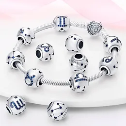 S925 Sterling Silver Charm Ny tolv konstellation pärla original pärlpärlor diy smycken med pandora armband ansöker om gratis leverans