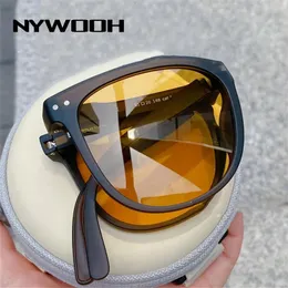 NYWOOH 2022 Składane okulary przeciwsłoneczne Kobiety Polaryzowane okulary przeciwsłoneczne Mężczyźni Nocne widzenie Driving Eyewear Portable Sunglas z okularami obudowa