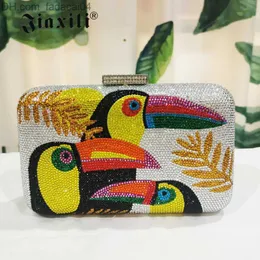 Sacos de noite Jiashili Woodpecker Dinner Bag Multicolor Evening Clutch Water Diamond Wedding Wallet Elegante Women's Shoulder Bag Clutch Z230719