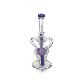 WaxMaid 7.68 Ingångar BallsPhere Recycler Transparent Purple Hookah Beaker Glass Water Pipe 14mm Male Glass Bong Wax Bowl Us Warehouse Retail Order Gratis frakt