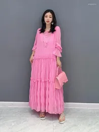 Casual Kleider SuperAen 2023 Sommer Koreanischen Stil Chiffon Einfarbig frauen Langarm Maxi Kleid