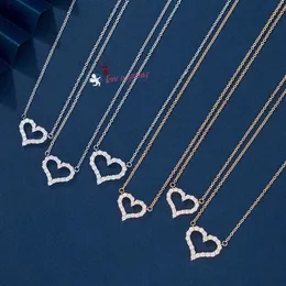 T Diamond Necklace S925 Silver Hjärtformad hängstorlek full av diamantklavikelkedja Ljus lyx