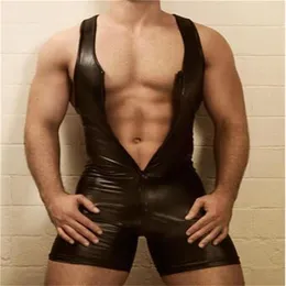 Herren Gays Bondage Fetisch Sexy PVC Catsuit Bodysuit Playsuit Clubwear Jumpsuit Outfit L973 MLXLXXL3XL2188