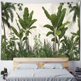 Arazzi Vintage Banana Tree Tapestry Wall Haning Psychedelic Hippie Pittura a olio Tapiz Piante tropicali Sfondo Panno Boho Decor R230713