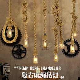 Pendant Lamps Single Head Rope Chandelier Retro Industrial Style Clothing Coffee Shop Bar Counter Restaurant American Light