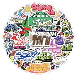 60PCS-PACK Y2Kスタイルの単語荷物用の漫画の落書きステッカー水ボトルラップトップカープランナースクラップブッキング電話Macワードローブドアウォールデカール