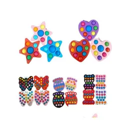 Decompression Toy Butterfly Jellyfish Heart Star Bear Shapes Push Toys Sensory Bubble Board Stress Reliver Finger Fun Ball Family Pa Dhwcu