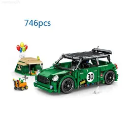 كتل المقياس الفني Rally Building Build Mini Coopers Model Pull Back Prock Bricks Toys Collection for Boys Gift L230713
