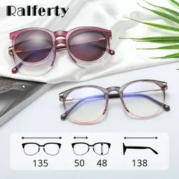 Sunglasses Ralferty Magnetic Round Sunglasses Women Polarized Clips on Glasses 2 In 1 Sunshades 0 Diopter Prescription Myopia Optical Frame 230713