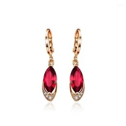 Dangle örhängen 14K roséguld Ursprung Ruby Drop Örhänge För Kvinnor Aros Mujer Oreja Natural Gemstone Orecchini Bizuteria