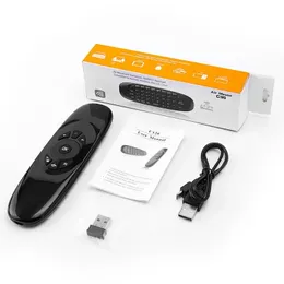 2.4G اللاسلكي Air Mouse Gyro Air Mouse C120 Mini Keyboard for Android TV يدعم جميع لوحة المفاتيح اللاسلكية Android/ Windows/ Mac/ Linux مع لوحة اللمس