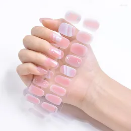 Adesivos para unhas 1 folha adesivo 3D à prova d'água de longa duração cobertura completa gel Stcikers lâmpada UV precisa de tiras semicuradas