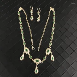 Necklace Earrings Set Vingate Elegant Women's Crystal Head Chain Jewelry Two Wearable Algerian Wedding Dress Engagement Hair Accessories