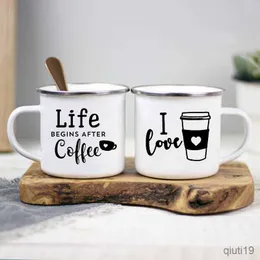 Kubki Życie zaczyna się po kawy Kubki Kubki z kawą napój napój deser śniadaniowy kubek kubek kubki radzi sobie z wypryskiem