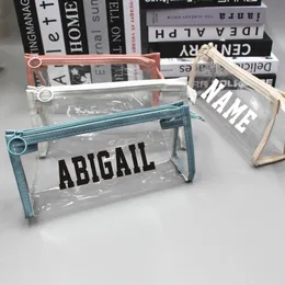 Cosmetic Bags Cases Custom Simple Transparent Pencil Case Large Capacity Pen Bag School Office Stationery Party Favors Gift 230712