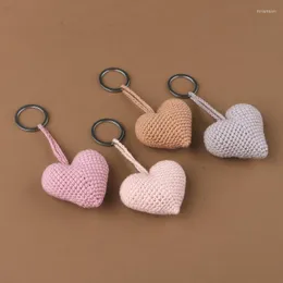 Keychains f19d Cotton Keychain Funny Dolls Heart Crochet Hook 소프트 펜던트 키 링 자동차 키 가방 백팩 장식 어린이 선물