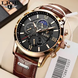 Orologi da polso LIGE Orologi da uomo Top Brand Luxury Orologio da polso da uomo Orologio al quarzo in pelle Sport Orologio da uomo impermeabile Relogio MasculinoBox 230712