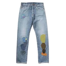 رجال الجينز وصول Kapital Hirata و Hiroshi Retro Denim Boot Cut Pants Splice Wash Water Patch Embroidery Trendy for Men 230712