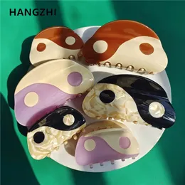 مجوهرات شعر الزفاف Hangzhi Taichi Yin Yang Claws Claws Acetate Semicircle Colorful Crab Claw Barrette Accessories 230712