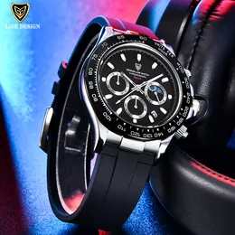 LIGE, nuevos relojes para hombre, marca de lujo, reloj de moda, esfera grande, reloj de pulsera de silicona, reloj deportivo resistente al agua, cronógrafo de cuarzo, relojes Relogio