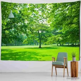 Tapestries Sky Blue و Forest Tapestry Wall Hanging Nature Nature Boho Style Plants Home Art Background Decord R230713