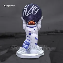 Fantastic Giant Advertising Inflatable Astronaut Figure Model Hold Up A Huge Planet Balloon With Custom Printing For Event Show