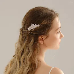 Headpieces Bridal Wedding Hair Accessories Cubic Zirconia Flower Combs smycken för kvinnor Silver Color Bride Headpiece Party Bridesmaid