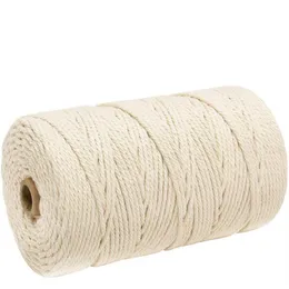 1 Roll Macrame Cotton Cord Diameter 3 mm Cotton Rope for Wall Hanging Craft Art DIY Handmade Dream Catcher Home Decor 0712#247I