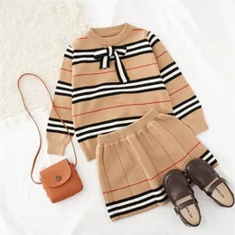 2021 Spring Autumn New Arrival Girls Knitted 2 Pieces Suit Top skirt Kids Clothing Girls Clothing3169