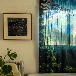 シアーカーテン風景ツリーチュールシアーカーテンリビングルーム装飾カーテン部屋寝室キッチンボイル光透過性 230712