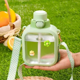 Water Bottles Multifunctional Safety Buckle Square Sports Kettle With Rope School Supply