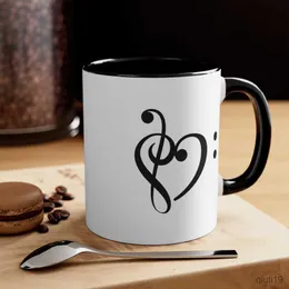 Tazas Corazón musical Taza de café Amante de la música Amigos Taza de regalo de cumpleaños Taza de café de cerámica de 11 oz R230713
