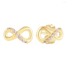 Stud Earrings Golden Shine Color Sparkling Infinity Accessories For Women Gold Make Up Fine Jewelry 2023