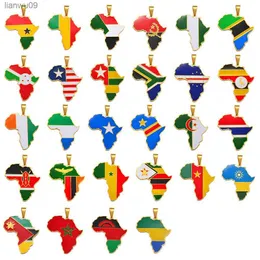 SOMESOOR Hiphop Afrika Kaart Hanger Ketting Sieraden Gouden Kleur Rvs Ketting Ghana Nigeria Land Voor Vrouwen Geschenken L230704