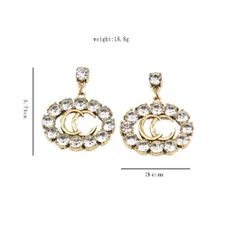 Placcato oro 18 carati Argento 925 Designer di marca di lusso Catena vintage Doppie lettere Stud Geometrico Famose donne Cristallo strass Perla Orecchino Matrimonio Festa Jewerlry