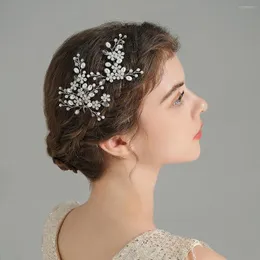 HEDCECES Ręcznie robione druciane z koralikami Pearl Bridal Side Hair Pins Zestaw Akcesoria ślubne Crystal