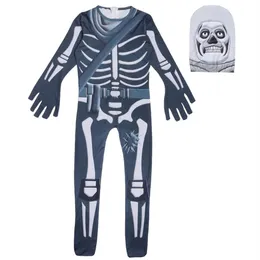 Boys Ghost Skull Skeleton Jumpsuit Cosplay Costumes Party Halloween kids Bodysuit Mask Fancy Dress Children's Halloween Props214m