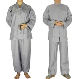 Ethnische Kleidung Männliche und weibliche Shaolin-Tempelkostüm Zen-buddhistische Robe Laienmeditationskleid Uniform Mönchskleidung Anzug254J