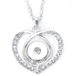 Pendant Necklaces Miasol 40mm Heart Crystal Snap Button Necklace Fit 18mm Buttons Women Jewelry Free Chain