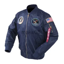 Jaquetas masculinas Autumn Apollo Thin 100th SPACE SHUTTLE MISSION MA1 Bomber Hiphop US Air Force Pilot Flight Korean College Jacket J230713