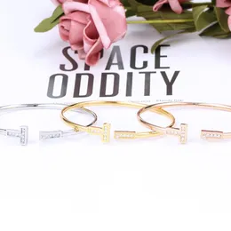 T-shaped designer bracelet gold bangle luxury jewelry rose gold silver diamond blue shell open cuff tennis bracelets womens jewelry holiday gift for men girls