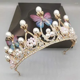 Haarspangen für Mädchen, Kristallperlen, Prinzessin, Kostüm, Krone, Stirnband, Blume, Wettbewerb, Braut, Hochzeit, Accessoires, modisches Design, Tiaras